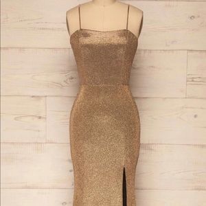 Gold, sparkly, stretchy dress